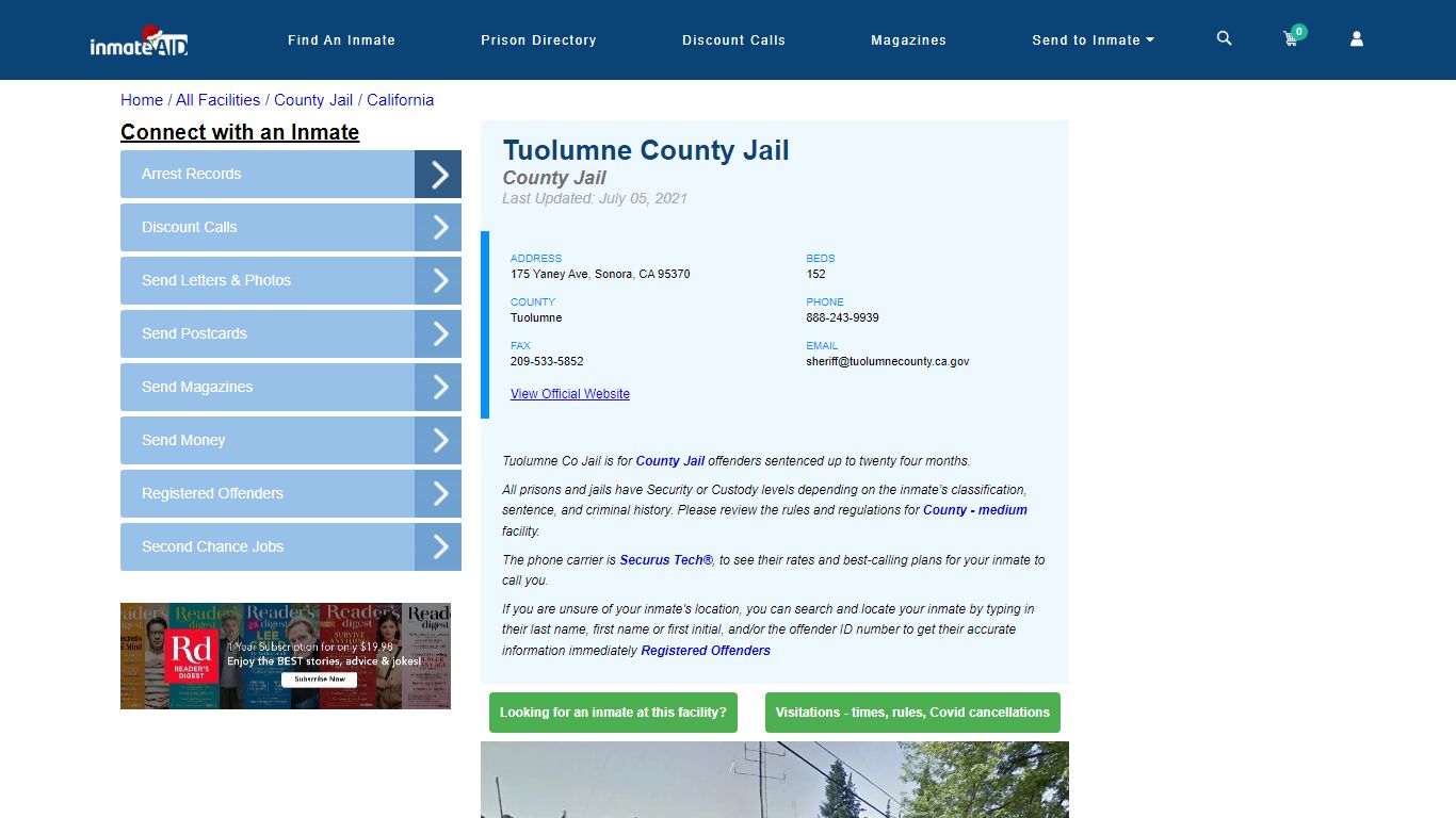 Tuolumne County Jail - Inmate Locator - Sonora, CA